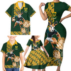 South Africa Rugby History World Champions Family Matching Short Sleeve Bodycon Dress and Hawaiian Shirt Springboks Make History