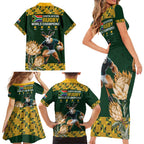 South Africa Rugby History World Champions Family Matching Short Sleeve Bodycon Dress and Hawaiian Shirt Springboks Make History