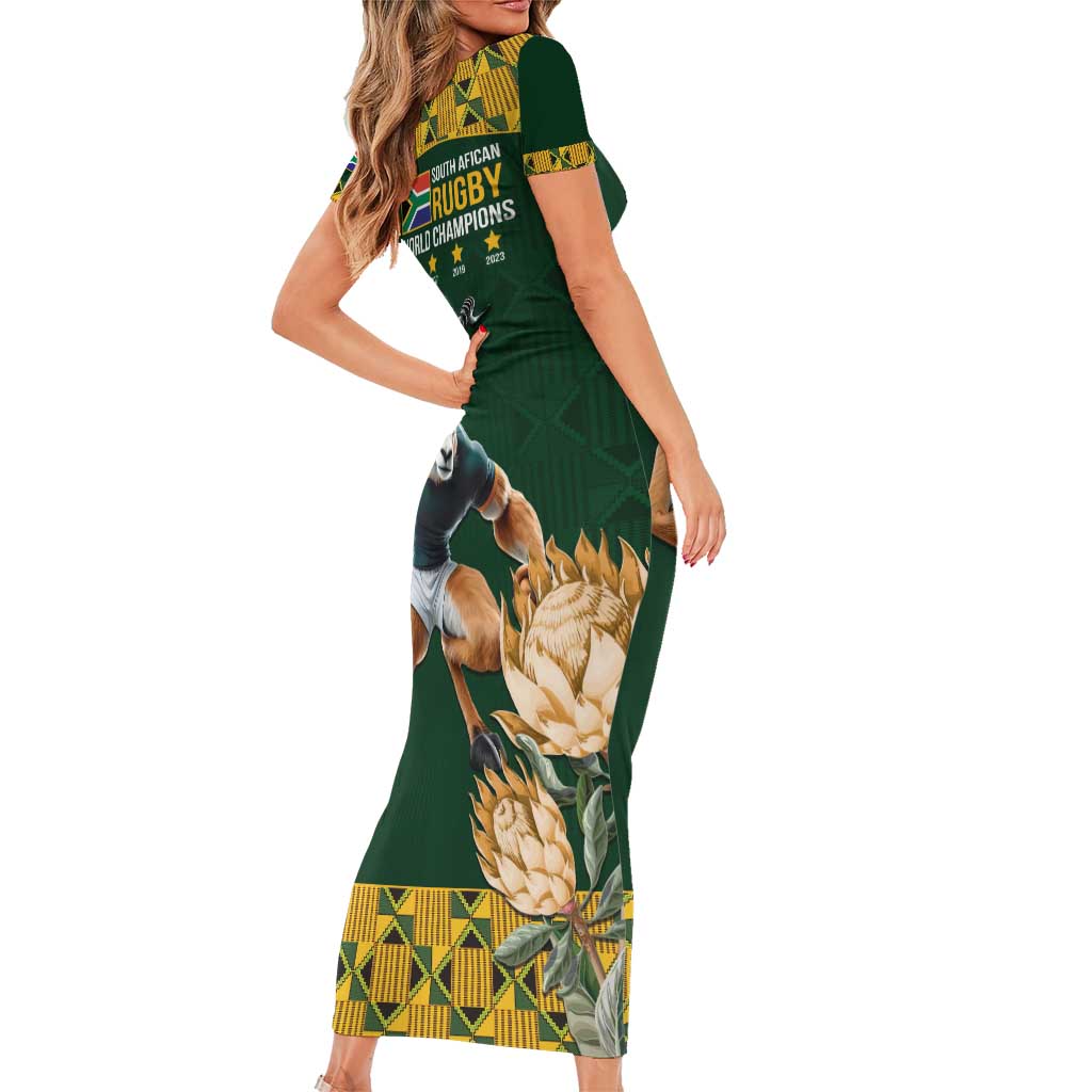 South Africa Rugby History World Champions Family Matching Short Sleeve Bodycon Dress and Hawaiian Shirt Springboks Make History