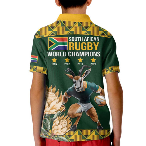 South Africa Rugby History World Champions Kid Polo Shirt Springboks Make History