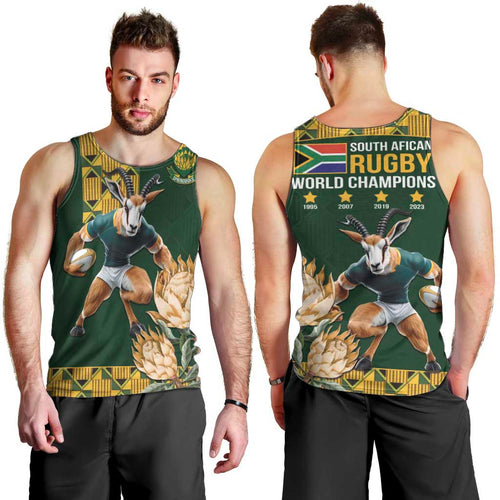 South Africa Rugby History World Champions Men Tank Top Springboks Make History