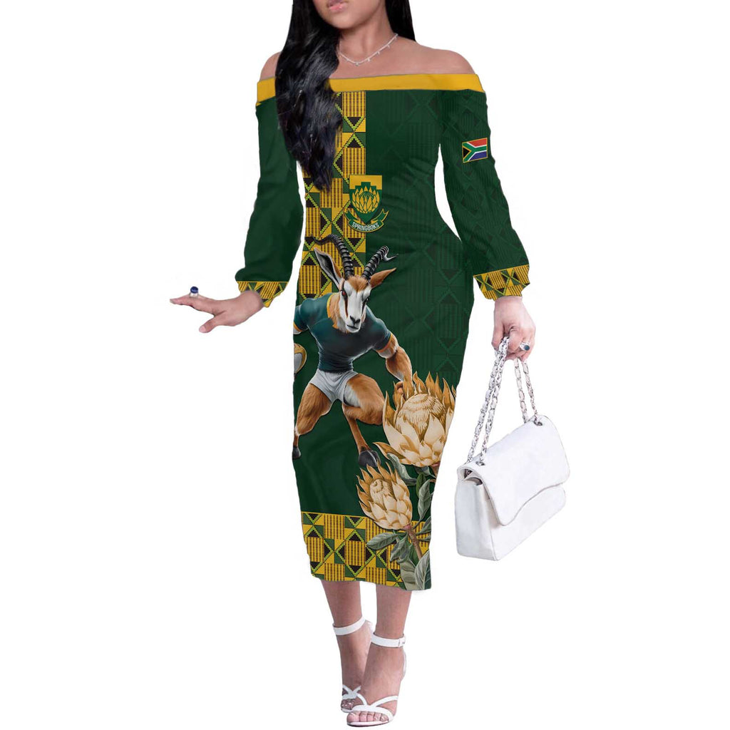 South Africa Rugby History World Champions Off The Shoulder Long Sleeve Dress Springboks Make History
