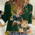 South Africa Rugby History World Champions Women Casual Shirt Springboks Make History