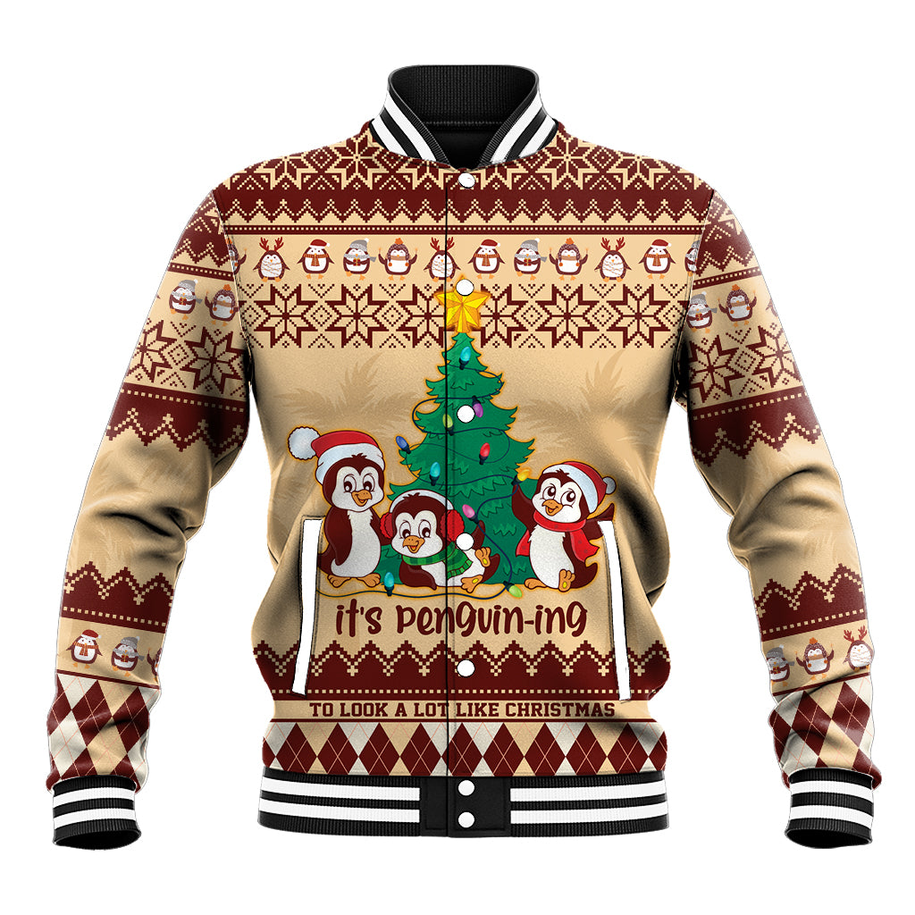 australia-penguin-christmas-argyle-pattern-personalised-baseball-jacket