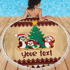 australia-penguin-christmas-argyle-pattern-personalised-beach-blanket