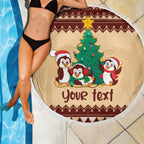 australia-penguin-christmas-argyle-pattern-personalised-beach-blanket