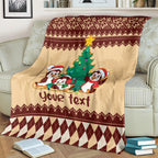 australia-penguin-christmas-argyle-pattern-personalised-blanket