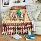 australia-penguin-christmas-argyle-pattern-personalised-blanket