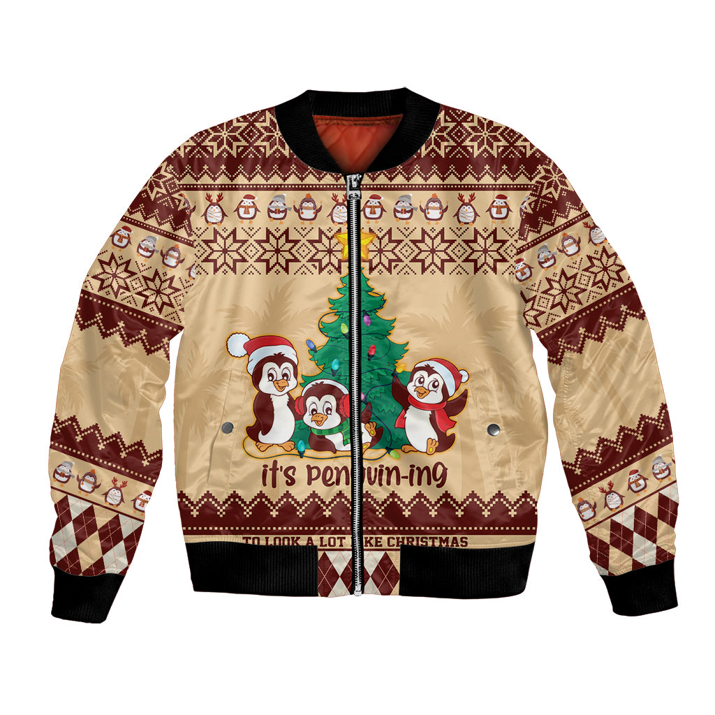 australia-penguin-christmas-argyle-pattern-personalised-bomber-jacket