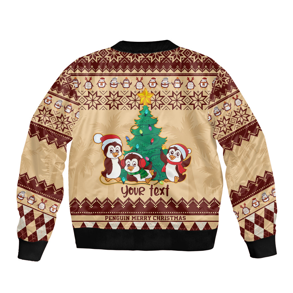 australia-penguin-christmas-argyle-pattern-personalised-bomber-jacket