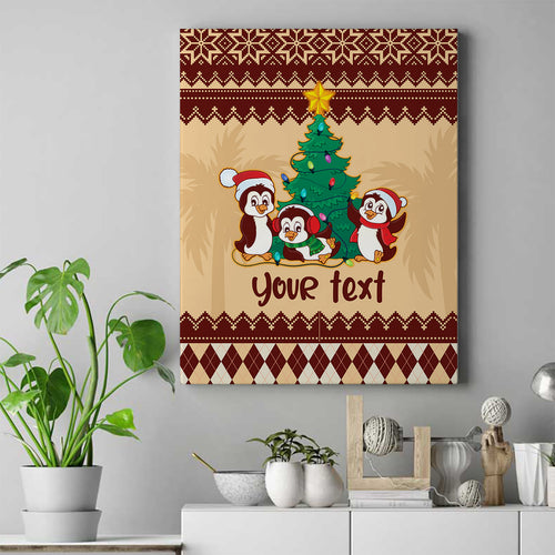 australia-penguin-christmas-argyle-pattern-personalised-canvas-wall-art