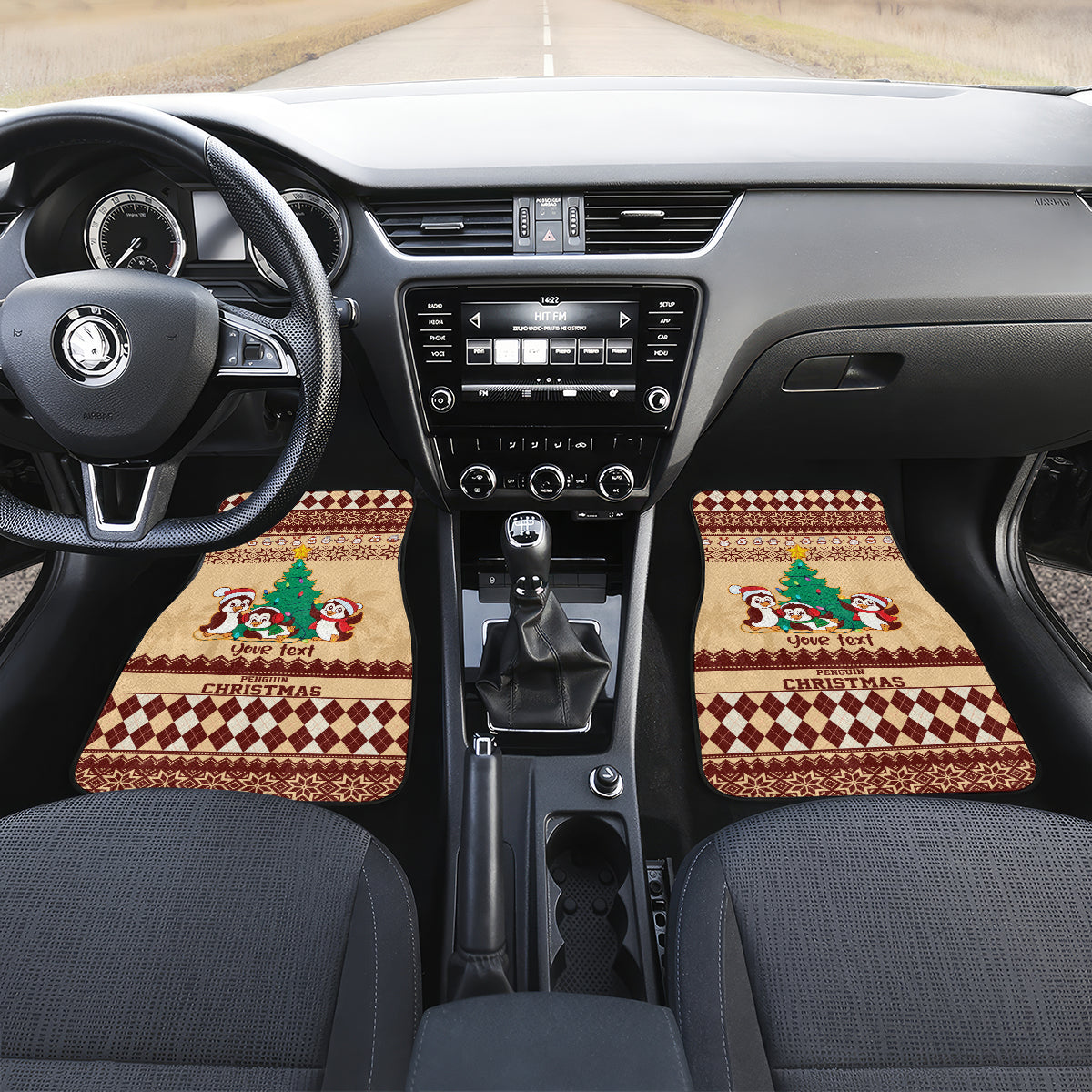 australia-penguin-christmas-argyle-pattern-personalised-car-mats