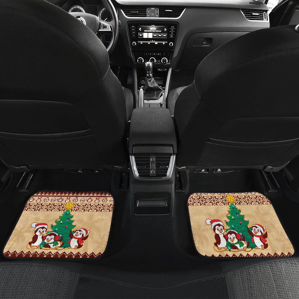 australia-penguin-christmas-argyle-pattern-personalised-car-mats