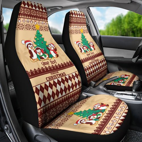australia-penguin-christmas-argyle-pattern-personalised-car-seat-cover