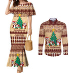 australia-penguin-christmas-argyle-pattern-personalised-couples-matching-mermaid-dress-and-long-sleeve-button-shirt