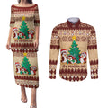 australia-penguin-christmas-argyle-pattern-personalised-couples-matching-puletasi-dress-and-long-sleeve-button-shirt