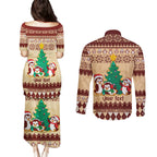 australia-penguin-christmas-argyle-pattern-personalised-couples-matching-puletasi-dress-and-long-sleeve-button-shirt