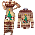 australia-penguin-christmas-argyle-pattern-personalised-couples-matching-short-sleeve-bodycon-dress-and-long-sleeve-button-shirt