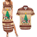 australia-penguin-christmas-argyle-pattern-personalised-couples-matching-summer-maxi-dress-and-hawaiian-shirt