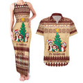 australia-penguin-christmas-argyle-pattern-personalised-couples-matching-tank-maxi-dress-and-hawaiian-shirt