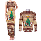 australia-penguin-christmas-argyle-pattern-personalised-couples-matching-tank-maxi-dress-and-long-sleeve-button-shirt