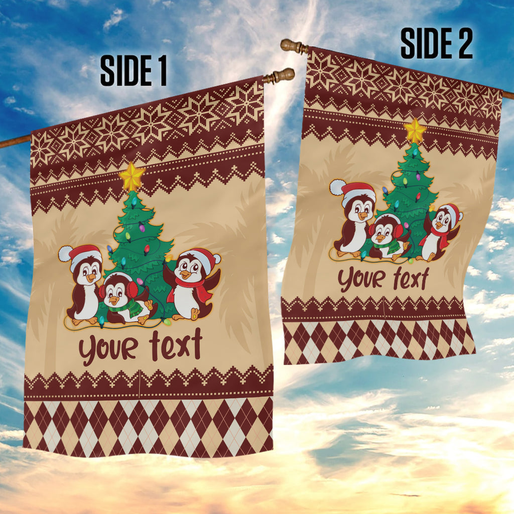 australia-penguin-christmas-argyle-pattern-personalised-garden-flag