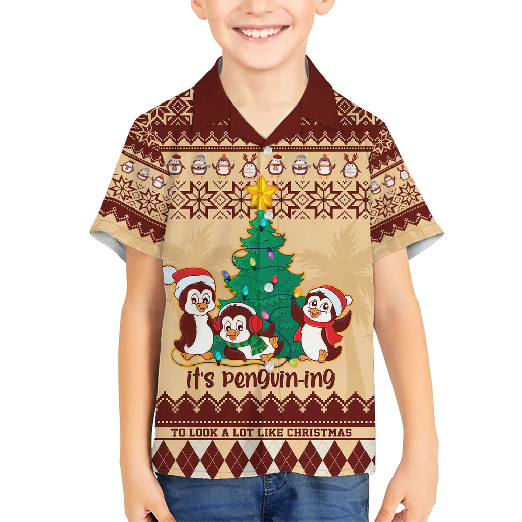 australia-penguin-christmas-argyle-pattern-personalised-hawaiian-shirt