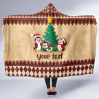 australia-penguin-christmas-argyle-pattern-personalised-hooded-blanket