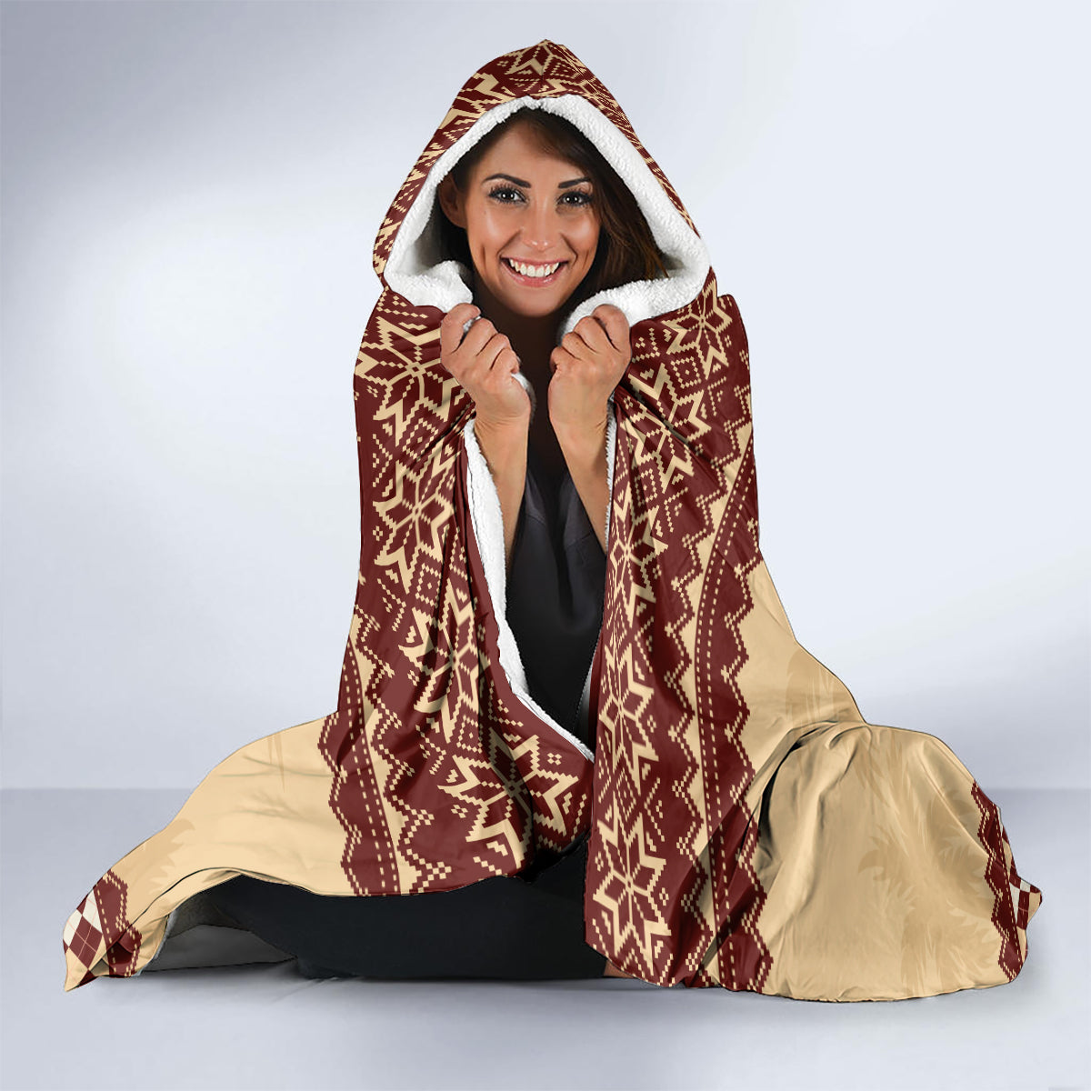 australia-penguin-christmas-argyle-pattern-personalised-hooded-blanket