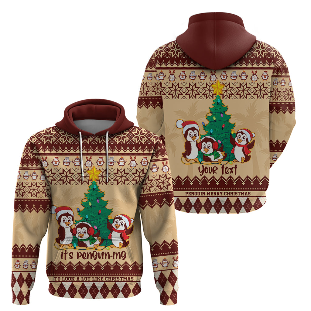 australia-penguin-christmas-argyle-pattern-personalised-hoodie