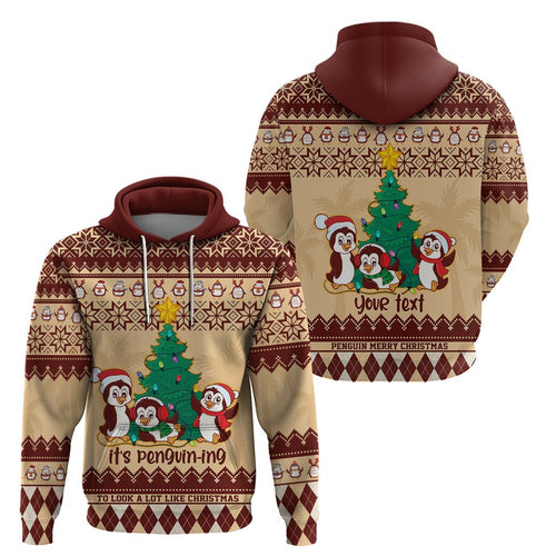 australia-penguin-christmas-argyle-pattern-personalised-hoodie