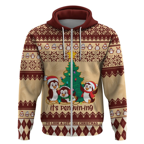 australia-penguin-christmas-argyle-pattern-personalised-hoodie