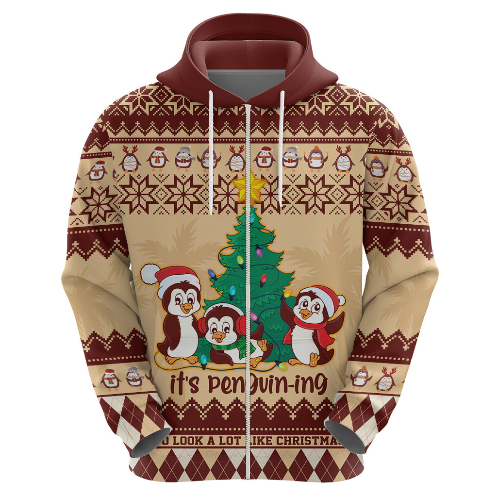 australia-penguin-christmas-argyle-pattern-personalised-hoodie