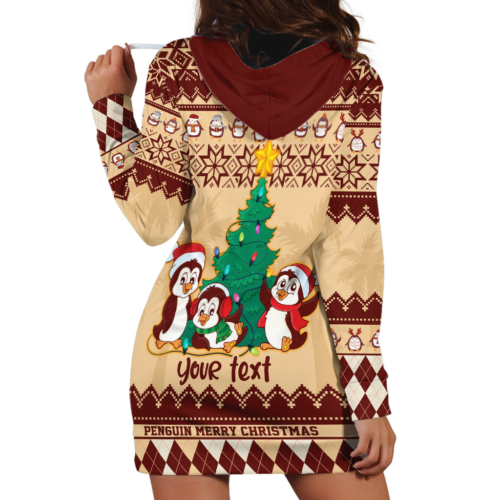australia-penguin-christmas-argyle-pattern-personalised-hoodie-dress