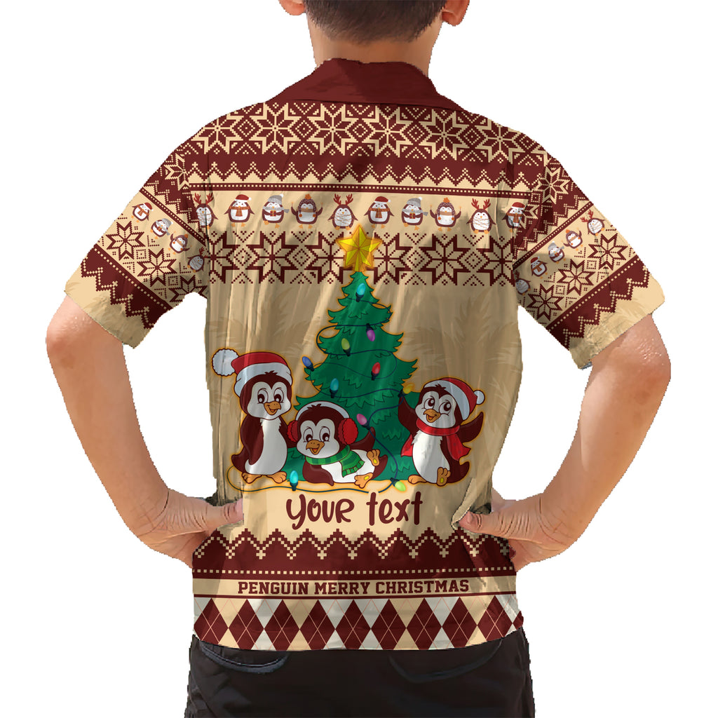 australia-penguin-christmas-argyle-pattern-personalised-kid-hawaiian-shirt