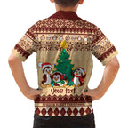 australia-penguin-christmas-argyle-pattern-personalised-kid-hawaiian-shirt