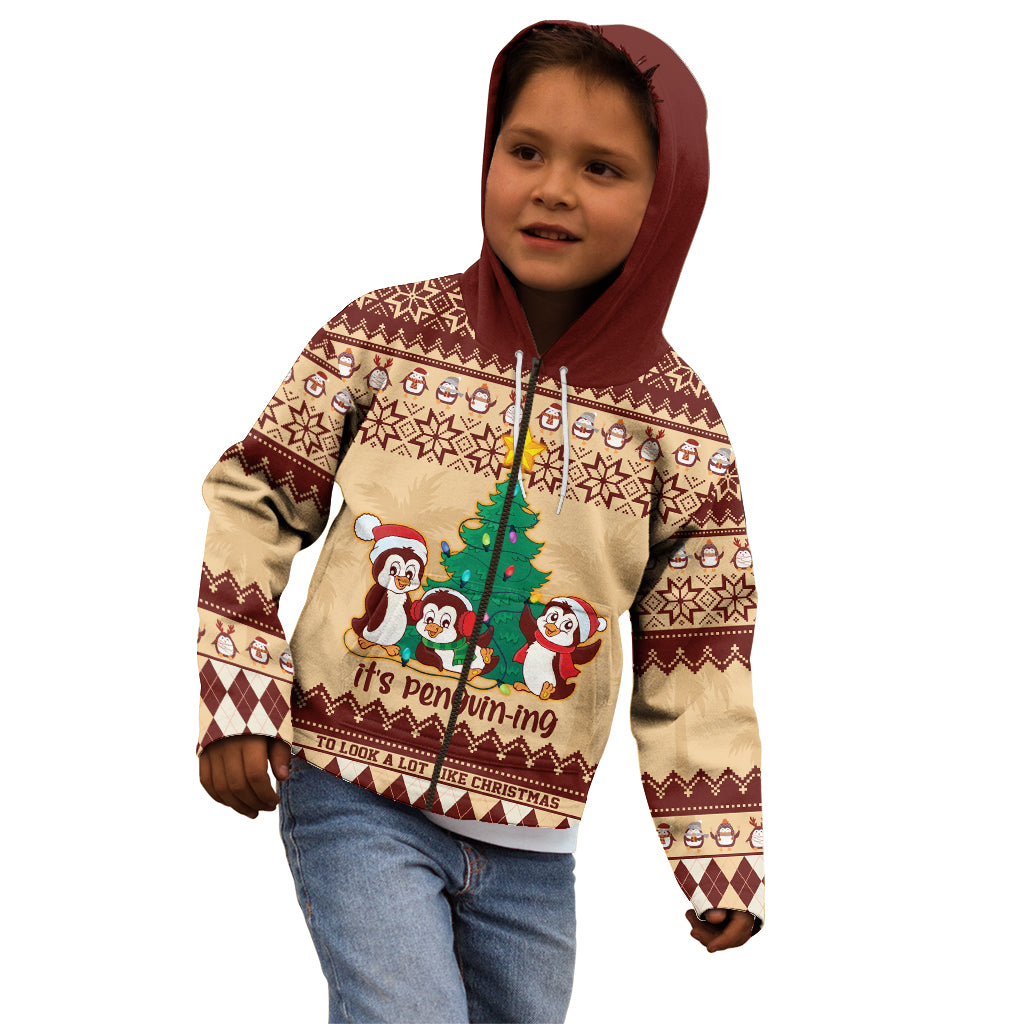 australia-penguin-christmas-argyle-pattern-personalised-kid-hoodie
