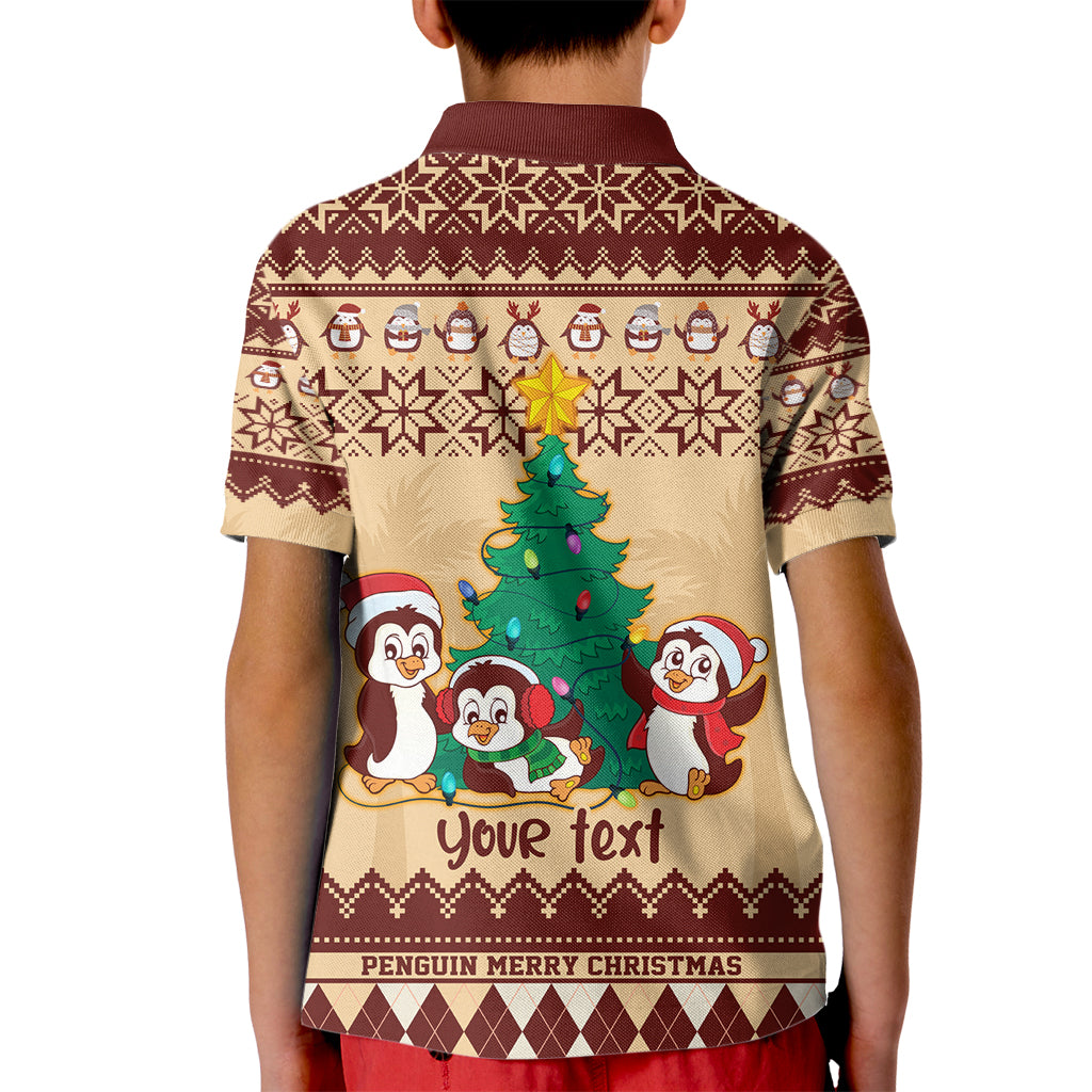 australia-penguin-christmas-argyle-pattern-personalised-kid-polo-shirt