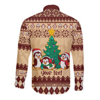 australia-penguin-christmas-argyle-pattern-personalised-long-sleeve-button-shirt