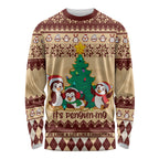 australia-penguin-christmas-argyle-pattern-personalised-long-sleeve-shirt