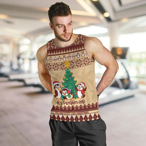 australia-penguin-christmas-argyle-pattern-personalised-men-tank-top
