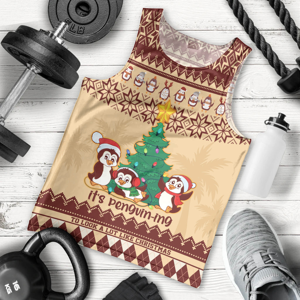 australia-penguin-christmas-argyle-pattern-personalised-men-tank-top