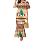 australia-penguin-christmas-argyle-pattern-personalised-mermaid-dress