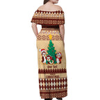 australia-penguin-christmas-argyle-pattern-personalised-off-shoulder-maxi-dress