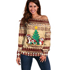 australia-penguin-christmas-argyle-pattern-personalised-off-shoulder-sweater