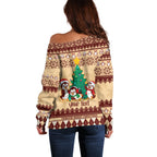 australia-penguin-christmas-argyle-pattern-personalised-off-shoulder-sweater
