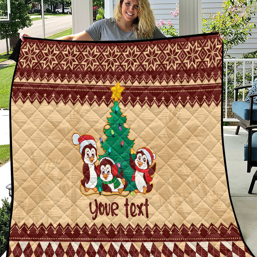 australia-penguin-christmas-argyle-pattern-personalised-quilt