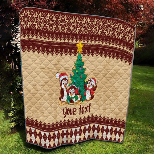 australia-penguin-christmas-argyle-pattern-personalised-quilt