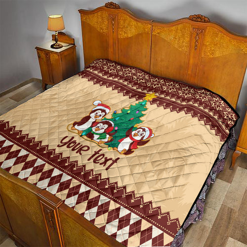 australia-penguin-christmas-argyle-pattern-personalised-quilt