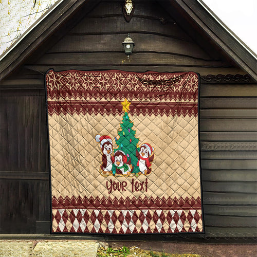 australia-penguin-christmas-argyle-pattern-personalised-quilt